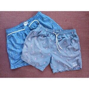 TRUNKS Surf & Swim Co. Mens Board Shorts Swim Large Flamingos Palm Tree 2 Pairs